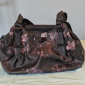 Simply Vera Black and Pink Floral Satchel